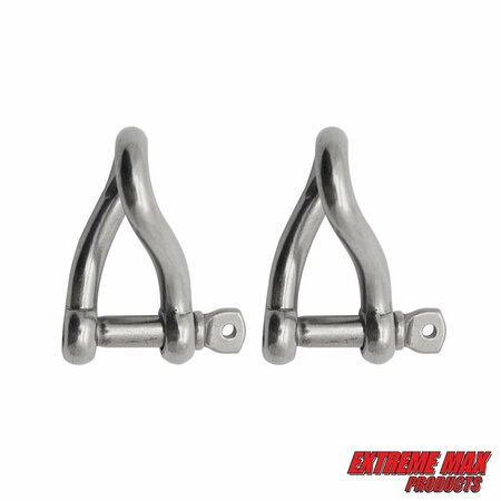 EXTREME MAX Extreme Max 3006.8216.2 BoatTector Stainless Steel Twist Shackle - 5/16", 2-Pack 3006.8216.2